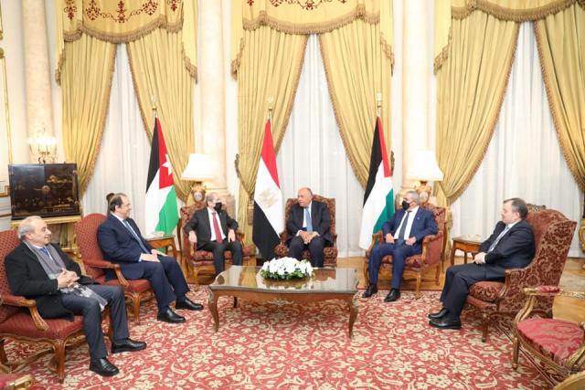 وزراء خارجية مصر والأردن وفلسطين 