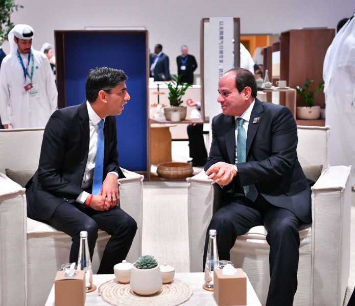 فخامة الرئيس السيسى يلتقي ريشي سوناك على هامش مؤتمر cop28 في دبي
