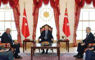 رئيس الجمهورية التركية يستقبل سامح شكري  وزير الخارجية المصري خلال زيارته لإسطنبول