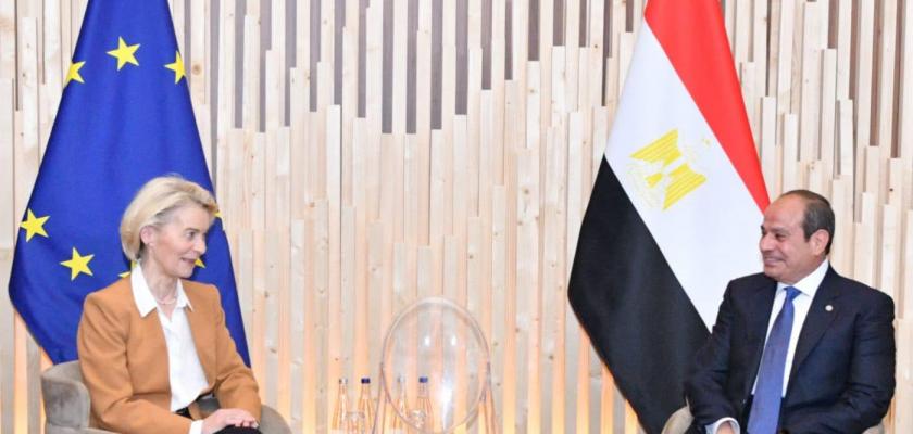 السيسي يؤكد على موقف مصر بضرورة التوصل لحلول سياسية مستدامة لزامات المنطقة خلال لقاءه برئيسة المفوضية الأوروبية