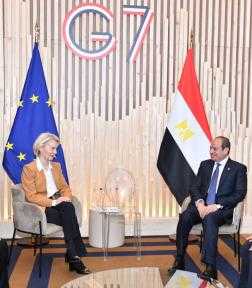 السيسي يؤكد على موقف مصر بضرورة التوصل لحلول... السيسي يؤكد على موقف مصر بضرورة التوصل لحلول سياسية مستدامة لزامات المنطقة خلال لقاءه برئيسة المفوضية الأوروبية
