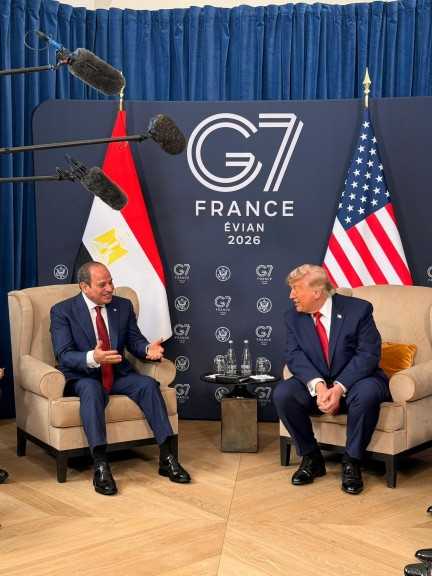 فخامة الرئيس السيسي يلتقي الرئيس ترامب على هامش مؤتمر السبع