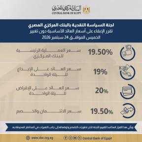 لجنة السياسة النقديـة تقرر الإبقاء على أسعار العائد... لجنة السياسة النقديـة تقرر الإبقاء على أسعار العائد الأساسية دون تغيير
